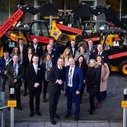 Greenshields JCB Customer Diggerland recieving their machines at JCB World Headquarters