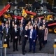 Greenshields JCB Customer Diggerland recieving their machines at JCB World Headquarters