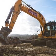 JCB 220X Tracked Excavator signwritten to Greenshields customer O'Keefe excavating