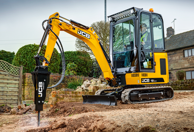 19C-1 Cab Mini Excavator using hydraulic breaker