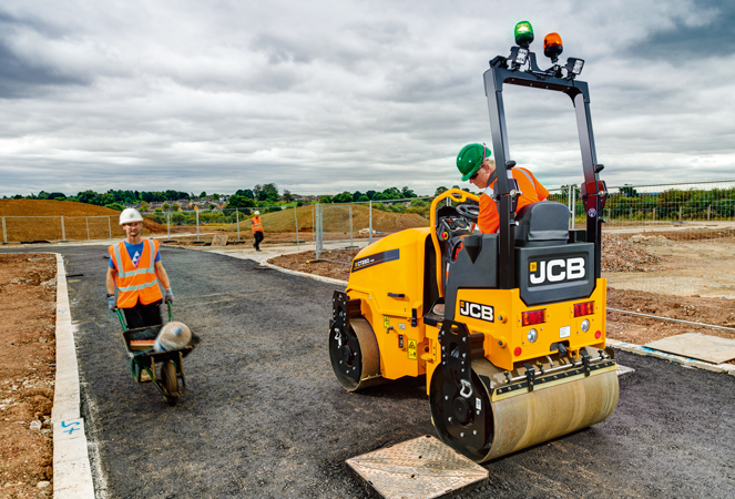 CT260-100/120 Vibratory Tandem Roller Model compacting a road