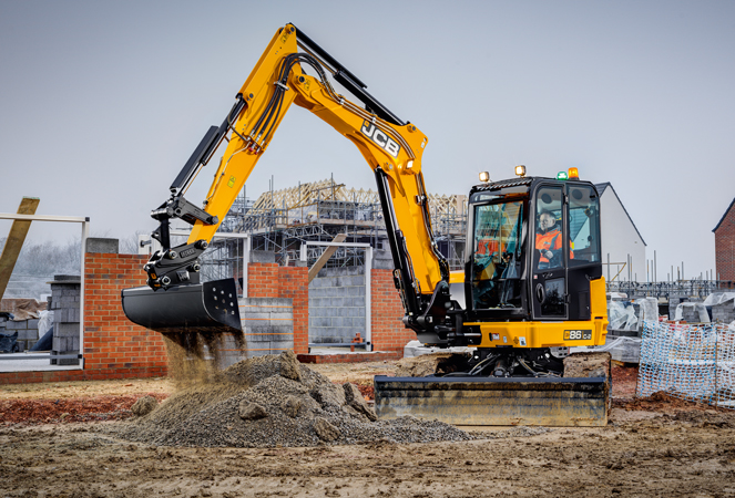 86C-2 Mini Excavator dumping material