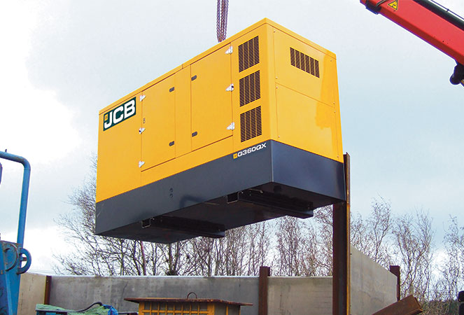 A JCB generator on a crane