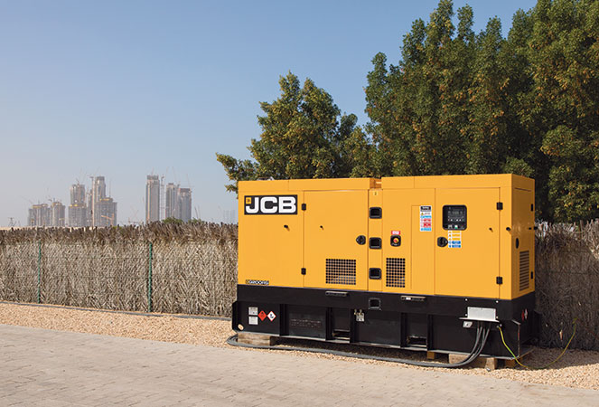 A JCB generator in the desert