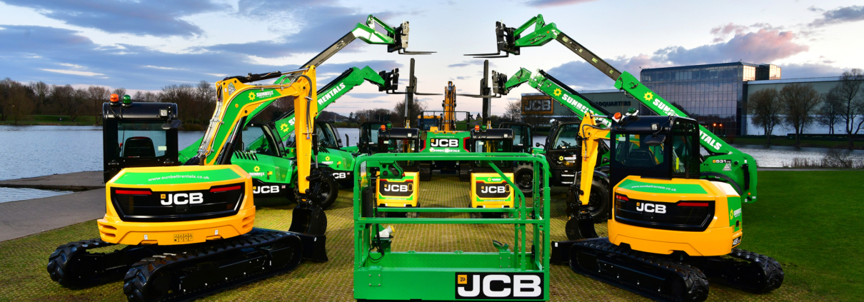 A Selection of JCB machines signwritten for Sunbelt Rentals