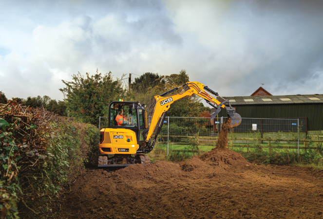 JCB 35Z Mini Excavator unloading its bucket