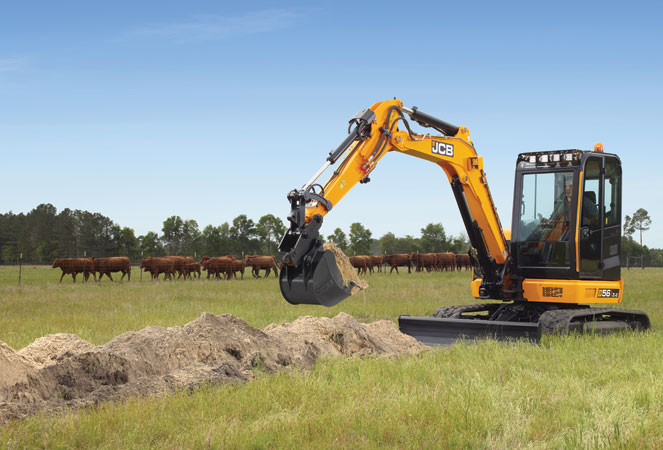 JCB 56Z Midi Excavator excavating