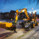 JCB Hydradig 110W Pothole Pro Wheeled Excavator repairing a road
