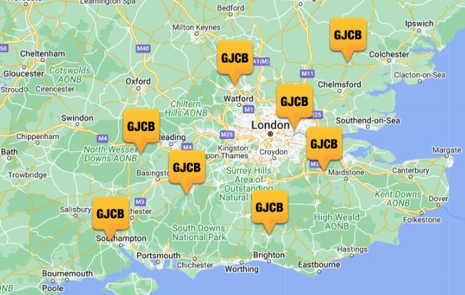 Depot locations A map of the south east with the locations of Greenshields depots