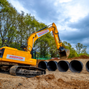 Anderson Construction tracked excavator working on site