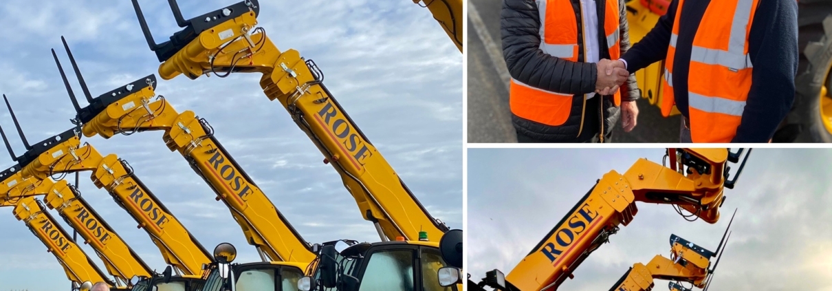 Various pictures of Salesman with customer shaking hands with their JCB Telehandlers