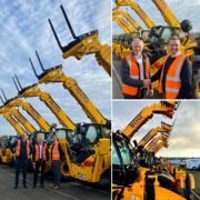 Various pictures of Salesman with customer shaking hands with their JCB Telehandlers