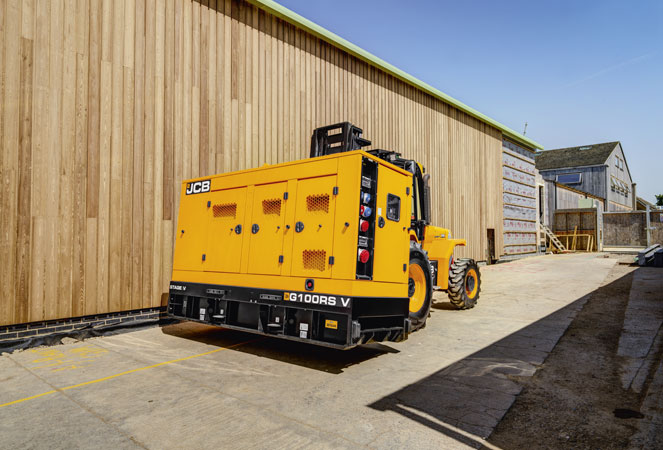 JCB G100RS being moved on a telehandler