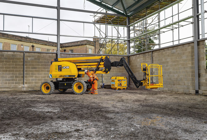 JCB A45E Electric Articulated Boom being worked on by an Engineer